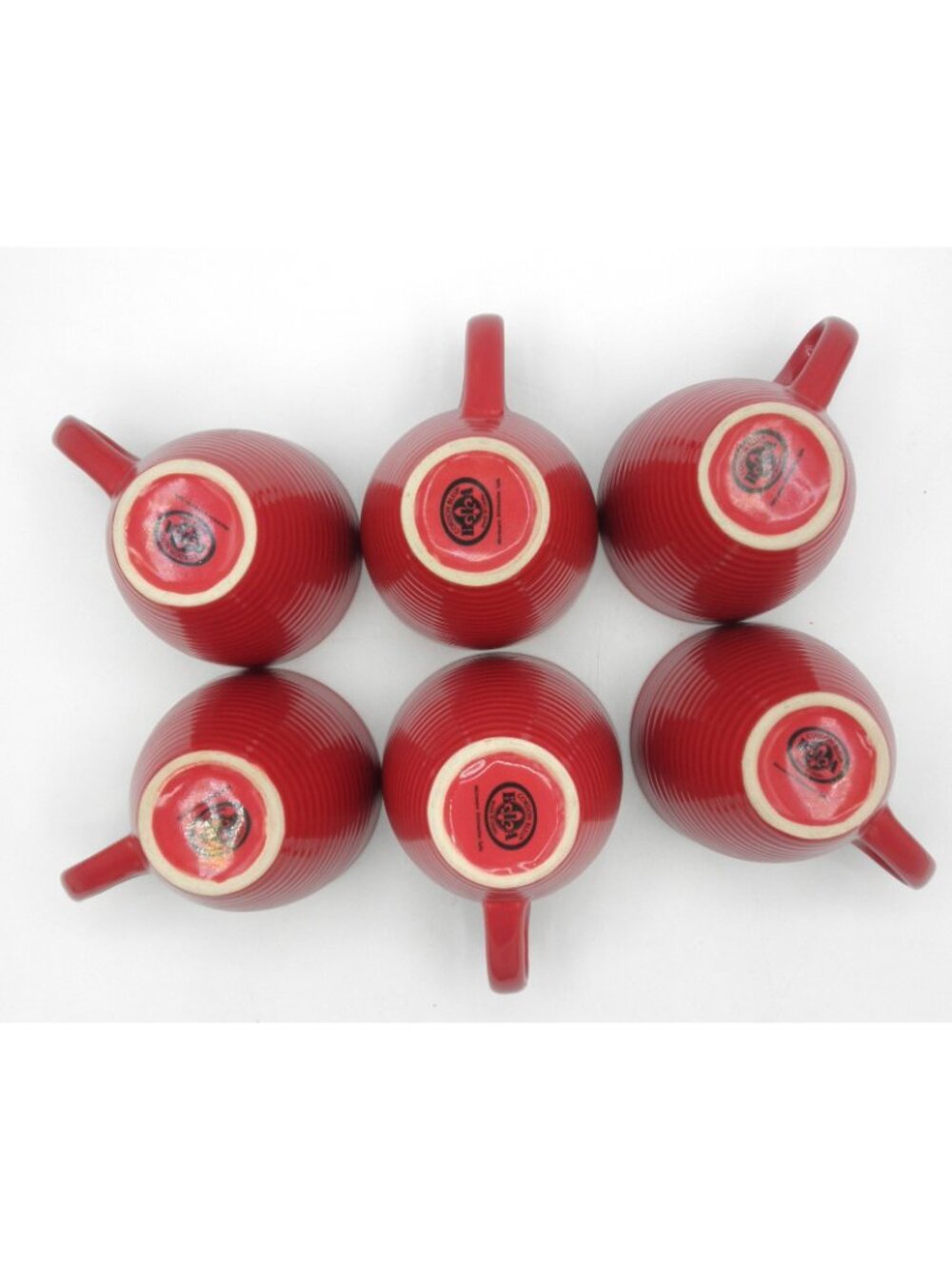 BIA Cordon Bleu Red Embossed Beehive Bands Art Deco Style Mug Set of 6 - Picture 6 of 9